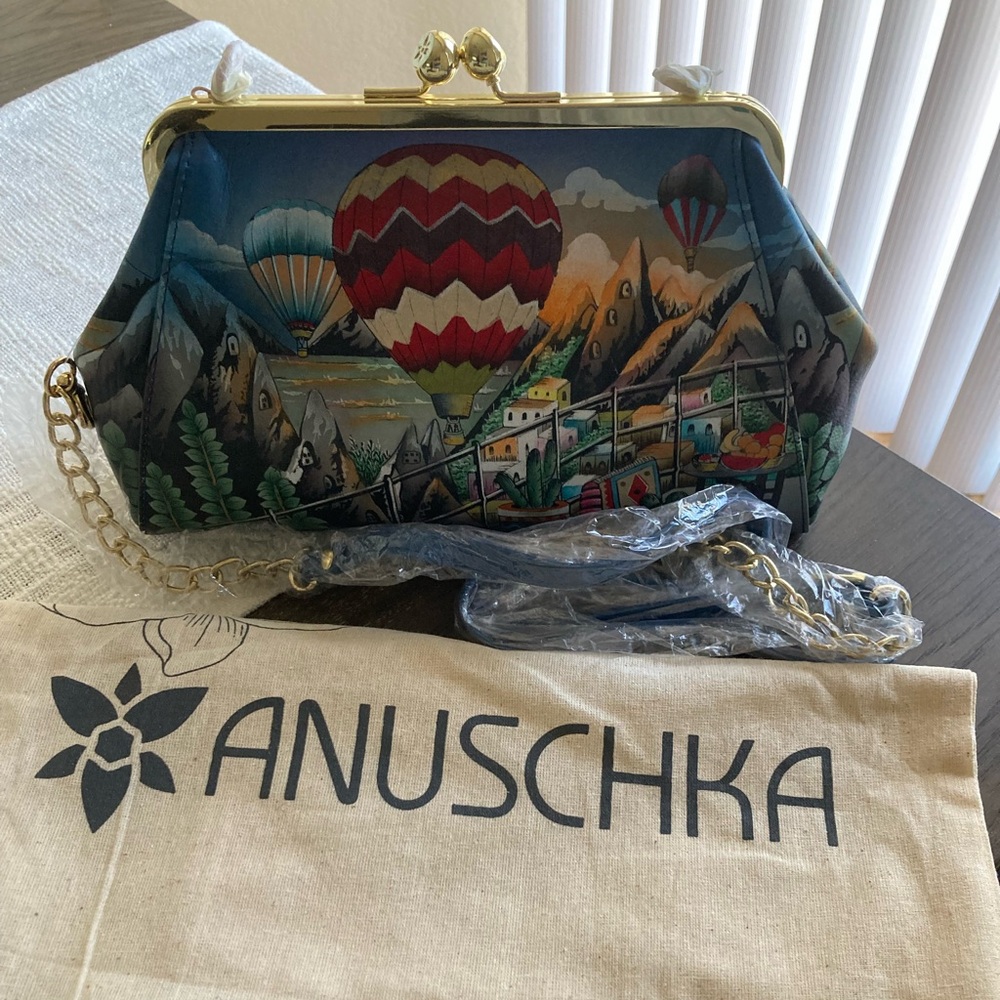 Anuschka leather hand painted crossbody/ Clutch Bag